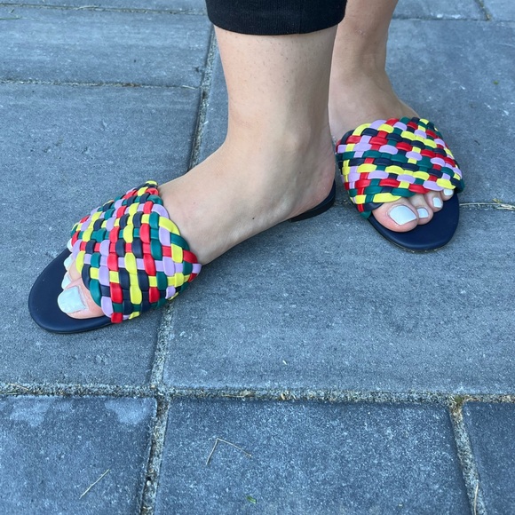 J.CREW Cora slide sandals in rainbow check - SIZE 6 - Picture 2 of 10